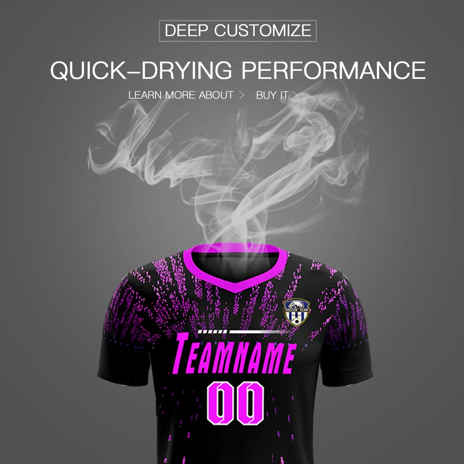 Custom Black Pink Fireworks gradient Sport Soccer Sets Jersey