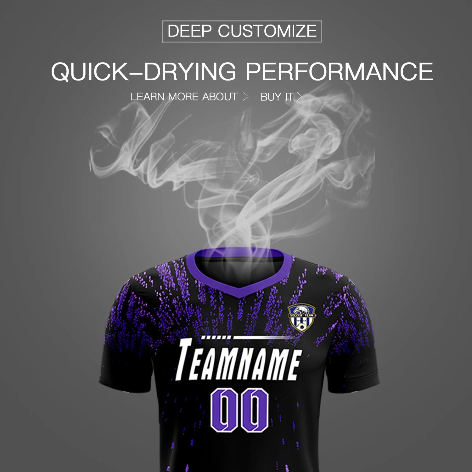 Custom Black Purple Fireworks gradient Sport Soccer Sets Jersey