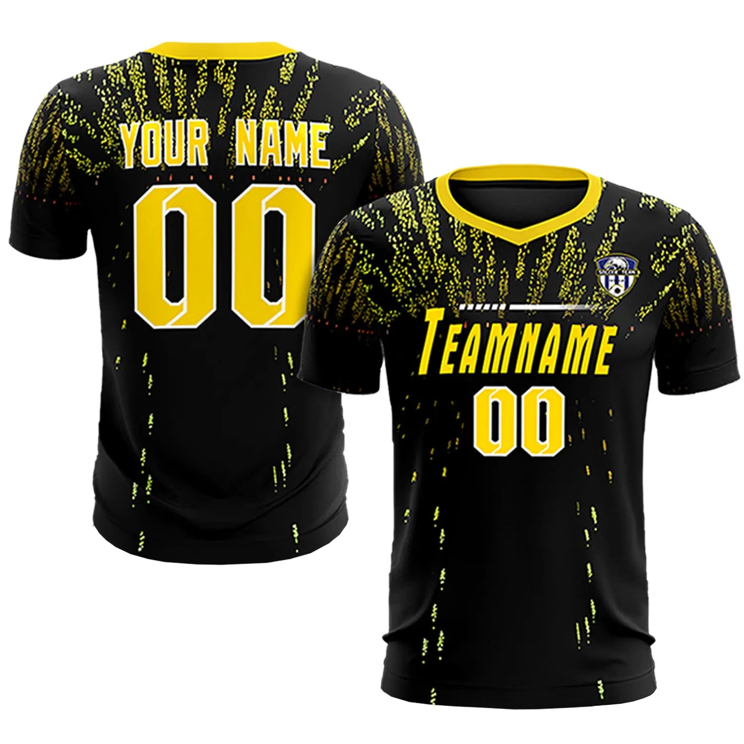 Custom Black Gold Fireworks gradient Sport Soccer Sets Jersey