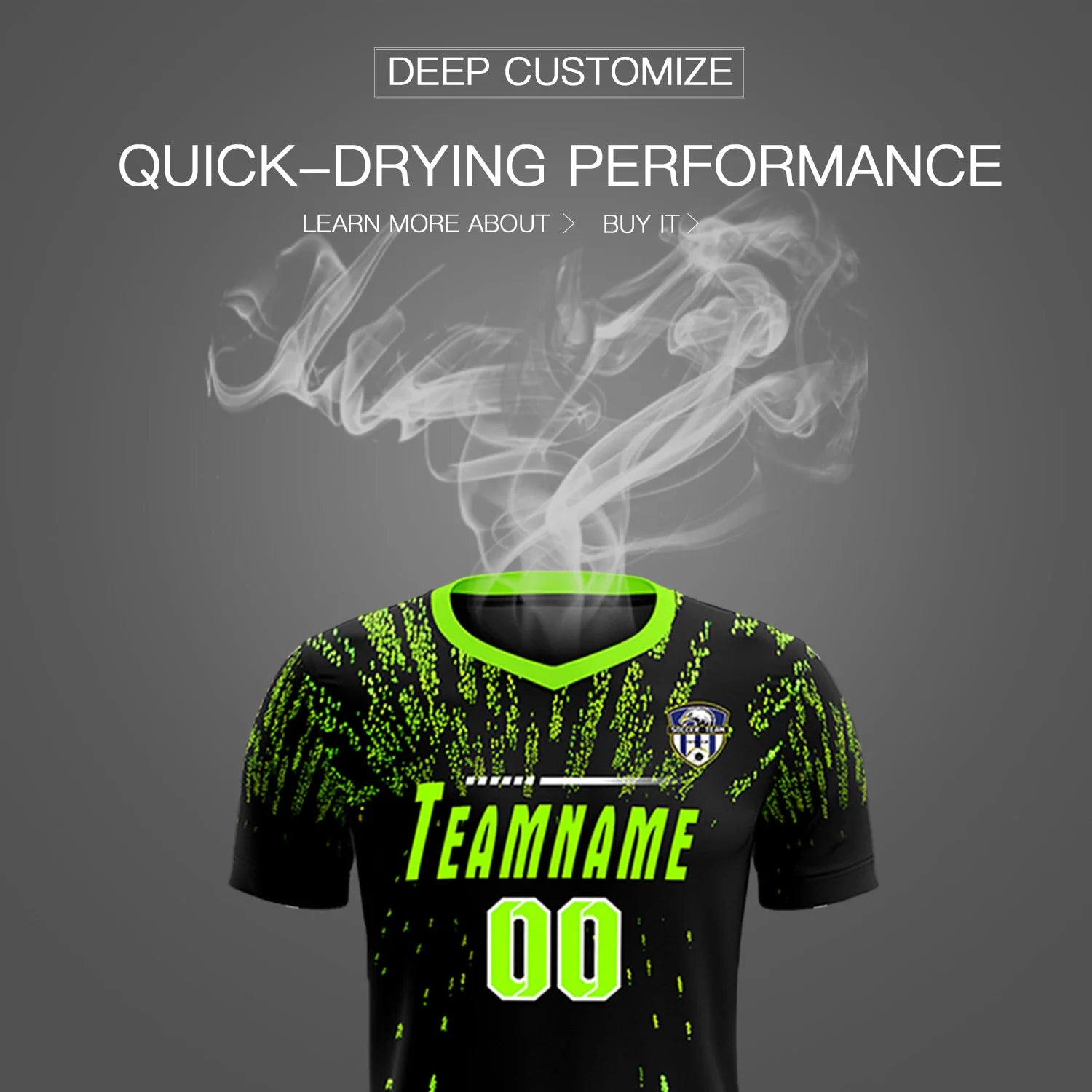 Custom Black Neon Green Fireworks gradient Sport Soccer Sets Jersey