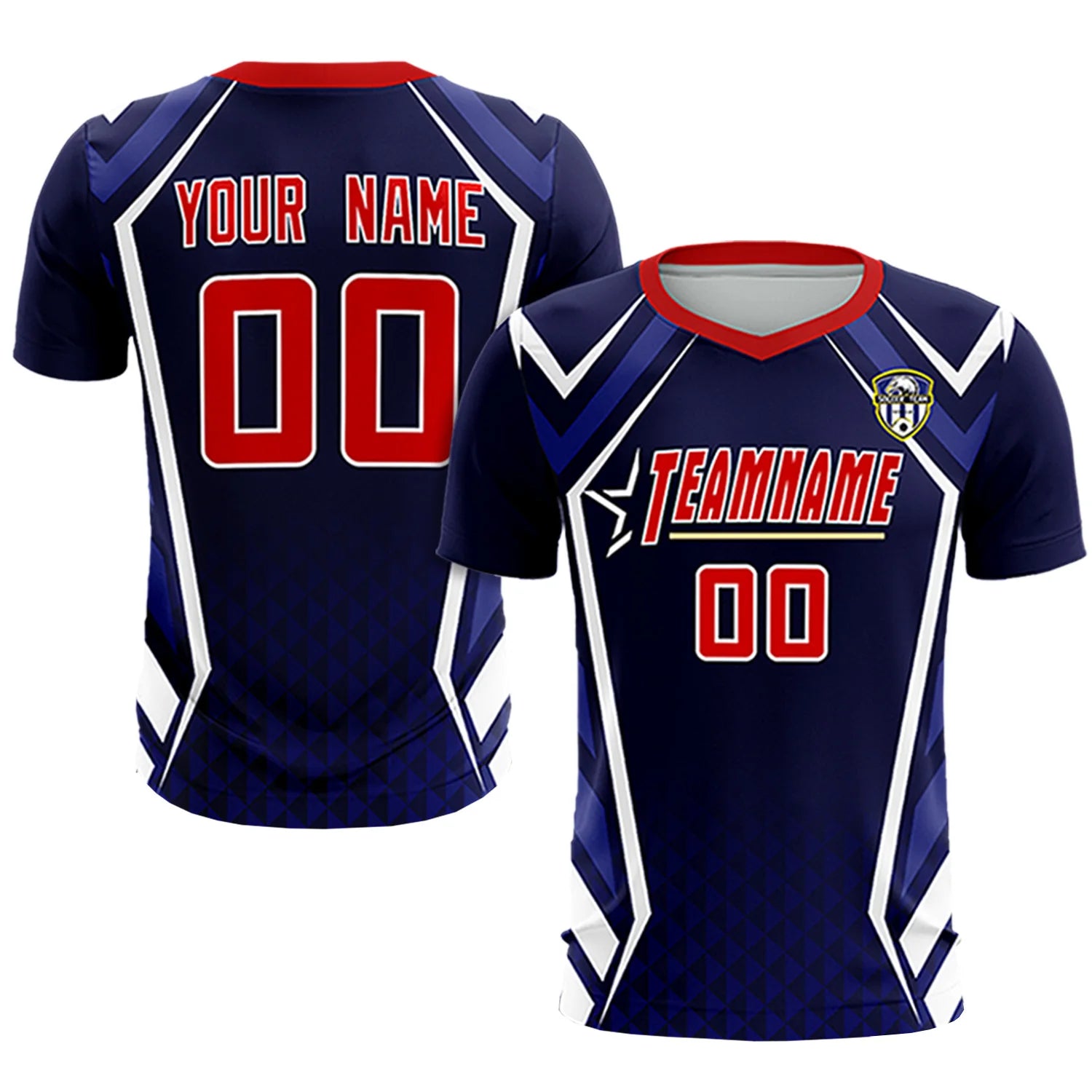 Custom Navy White Geometric Training Uniform Soccer Sets Jersey
