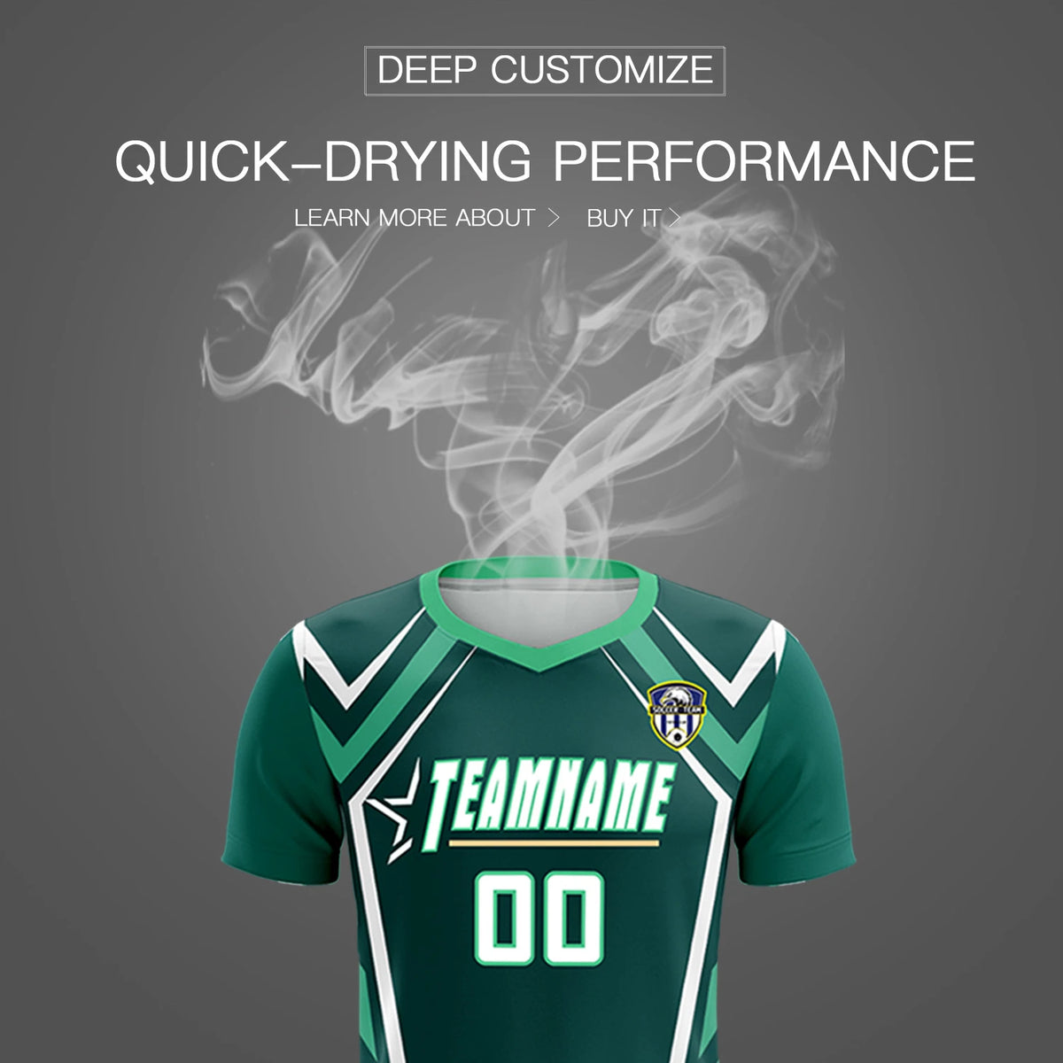 Custom Midnight Green White Geometric Training Uniform Soccer Sets Jersey