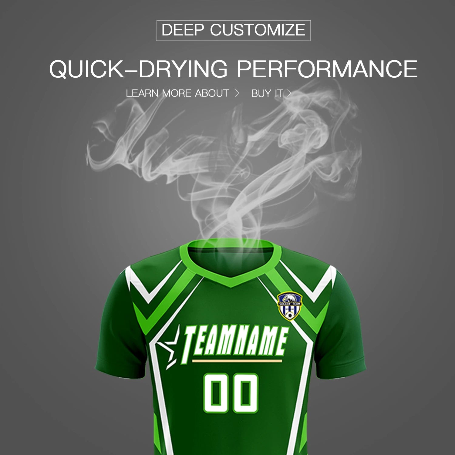 Custom Kelly Green White Geometric Training Uniform Soccer Sets Jersey