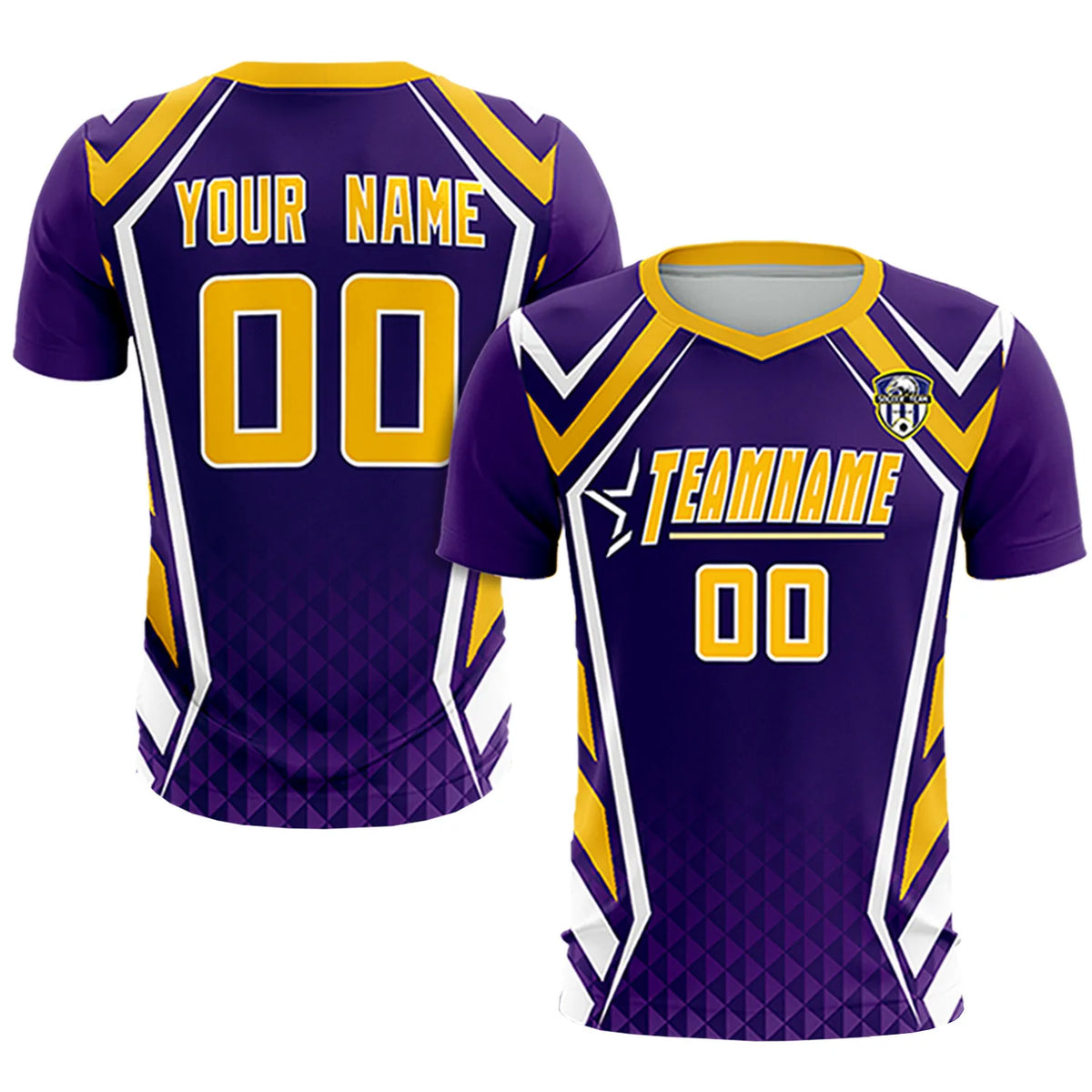 Custom Purple White Geometric Training Uniform Soccer Sets Jersey
