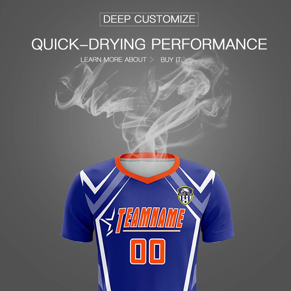 Custom Royal Blue White Geometric Training Uniform Soccer Sets Jersey