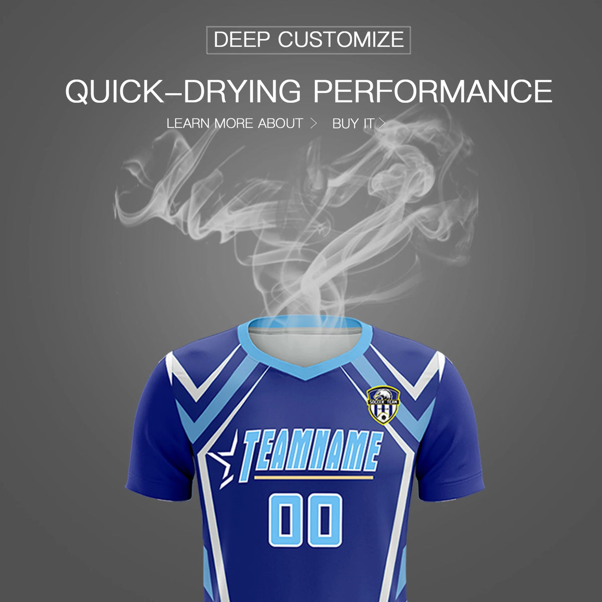 Custom Royal Blue White Geometric Training Uniform Soccer Sets Jersey