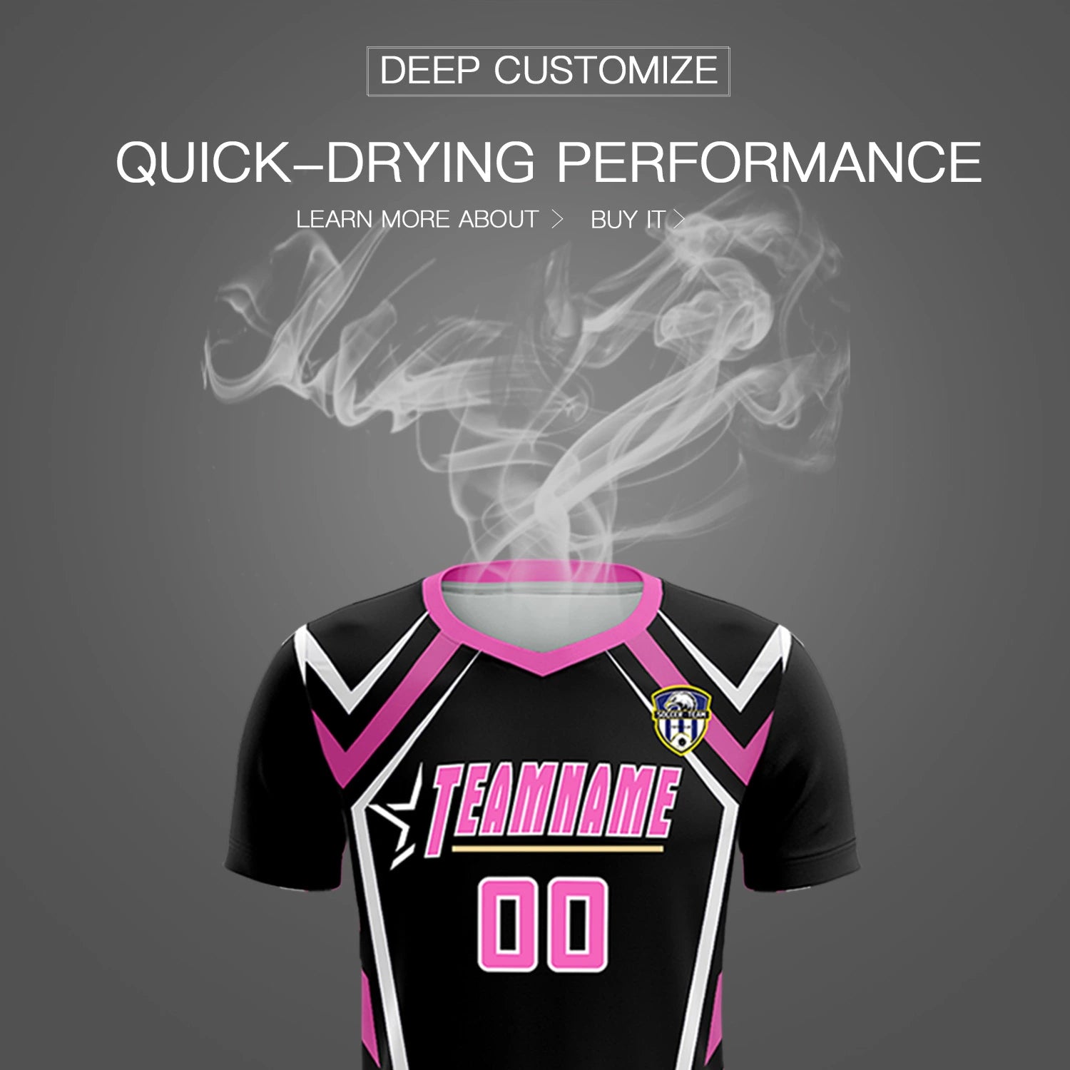 Custom Black Pink Geometric Training Uniform Soccer Sets Jersey