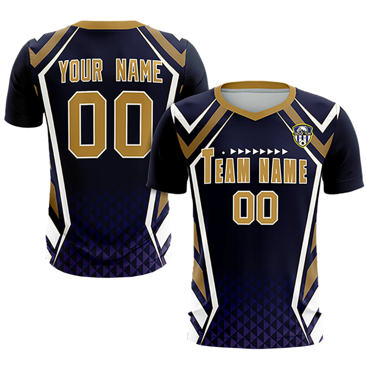 Custom Navy White Geometric Training Uniform Soccer Sets Jersey