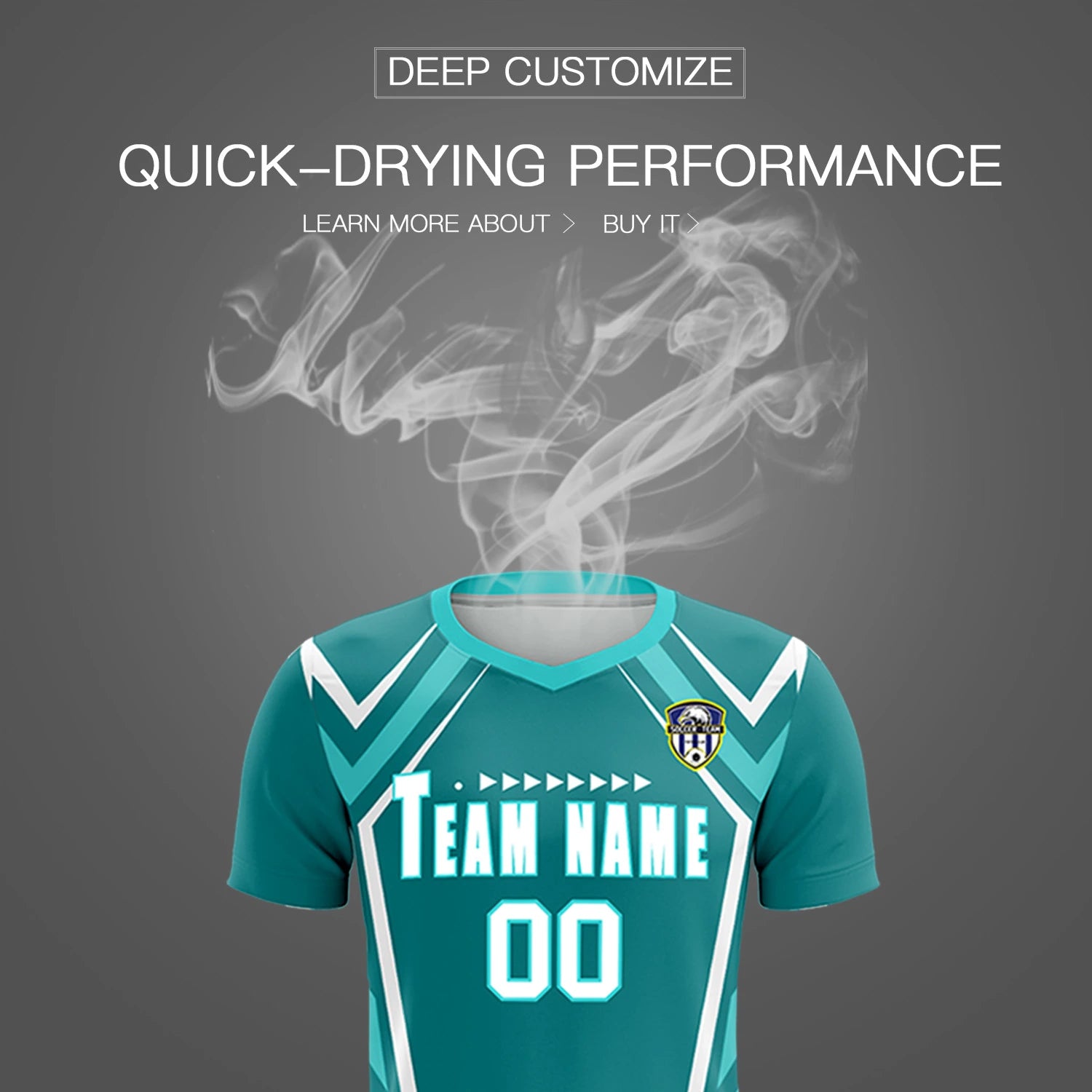 Custom Aqua White Geometric Training Uniform Soccer Sets Jersey