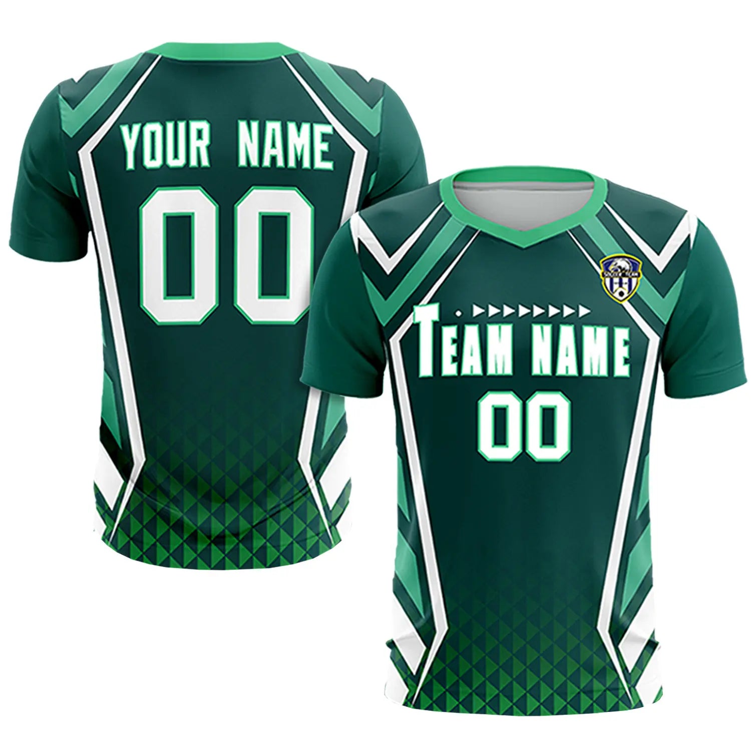 Custom Midnight Green White Geometric Training Uniform Soccer Sets Jersey