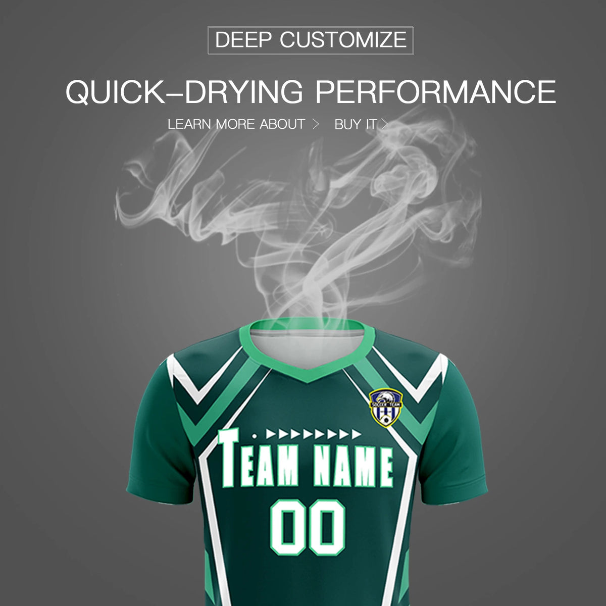 Custom Midnight Green White Geometric Training Uniform Soccer Sets Jersey