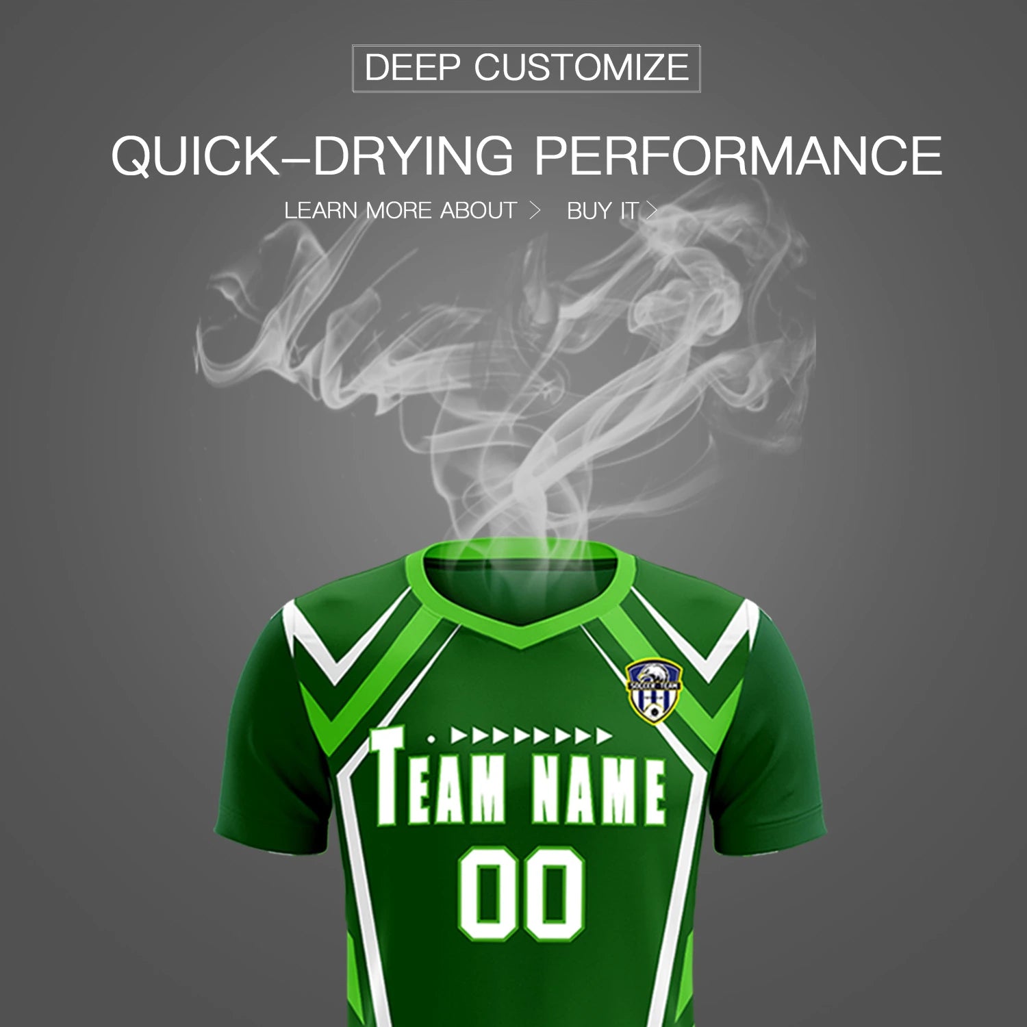 Custom Kelly Green White Geometric Training Uniform Soccer Sets Jersey