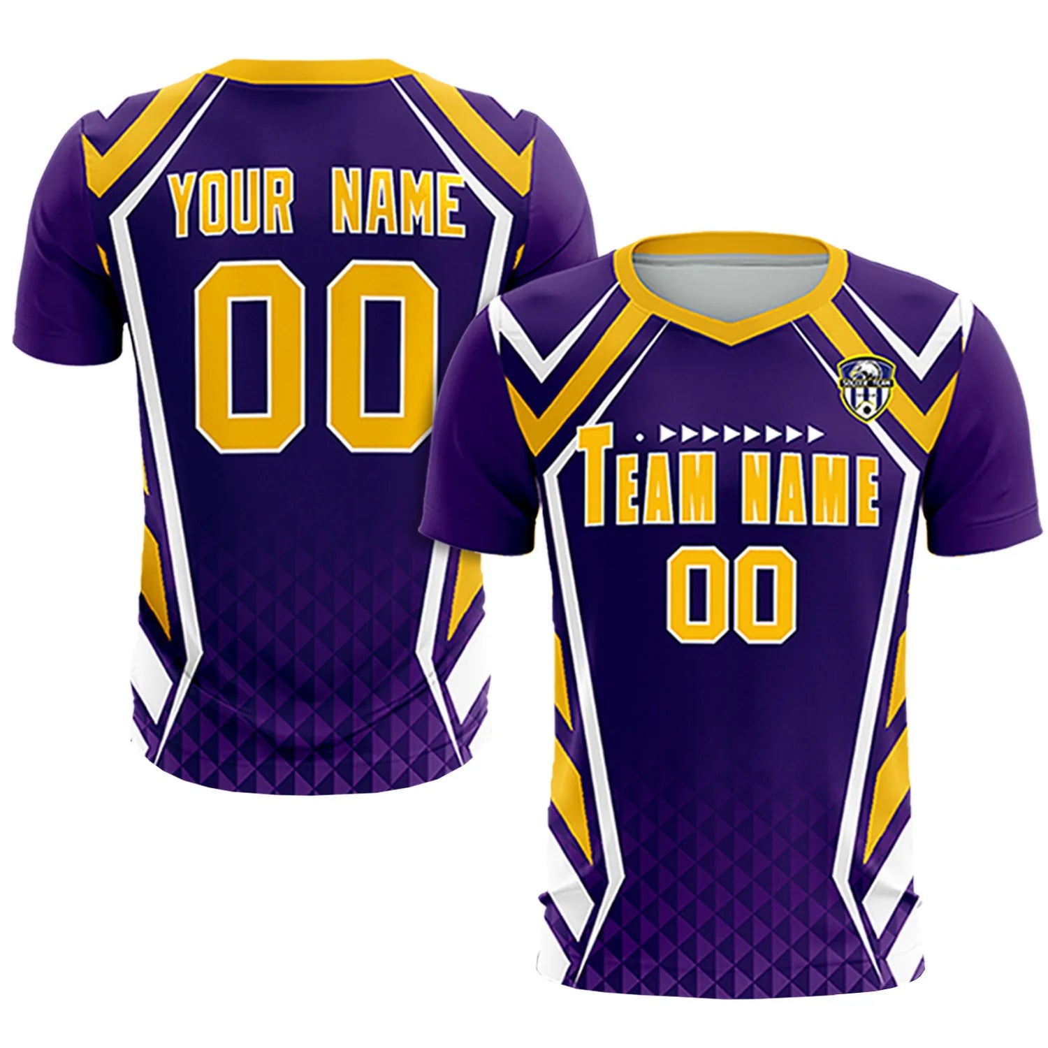 Custom Purple White Geometric Training Uniform Soccer Sets Jersey