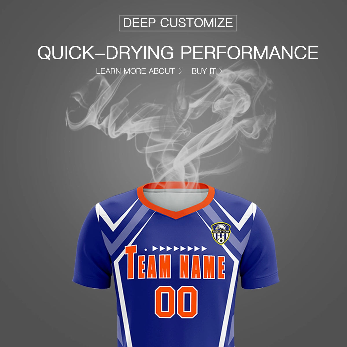 Custom Royal Blue White Geometric Training Uniform Soccer Sets Jersey