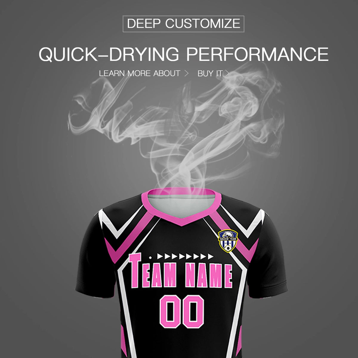 Custom Black Pink Geometric Training Uniform Soccer Sets Jersey
