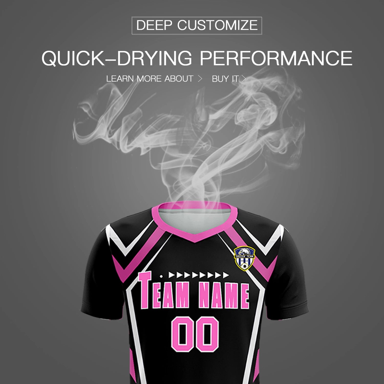 Custom Black Pink Geometric Training Uniform Soccer Sets Jersey