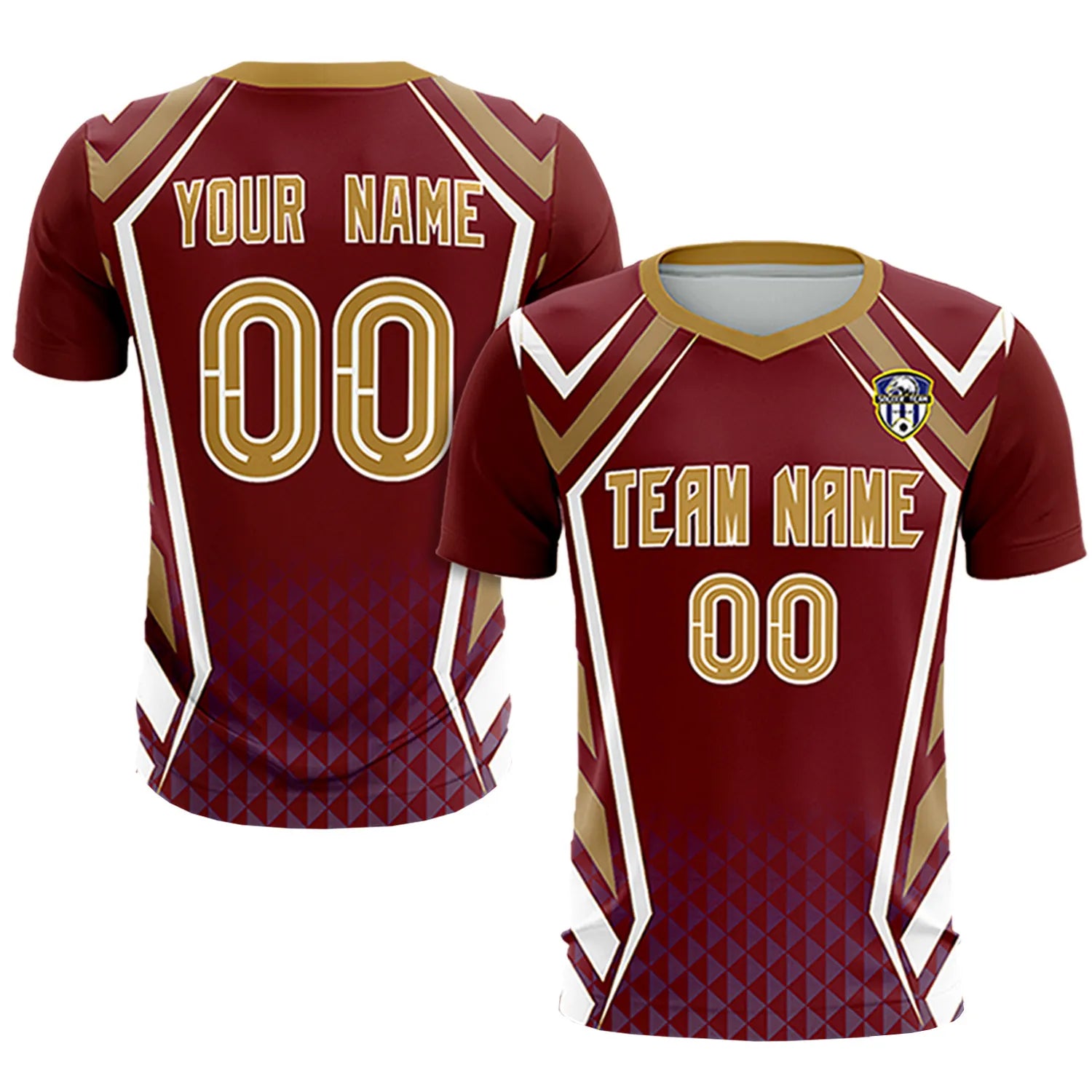 Custom Crimson White Geometric Training Uniform Soccer Sets Jersey