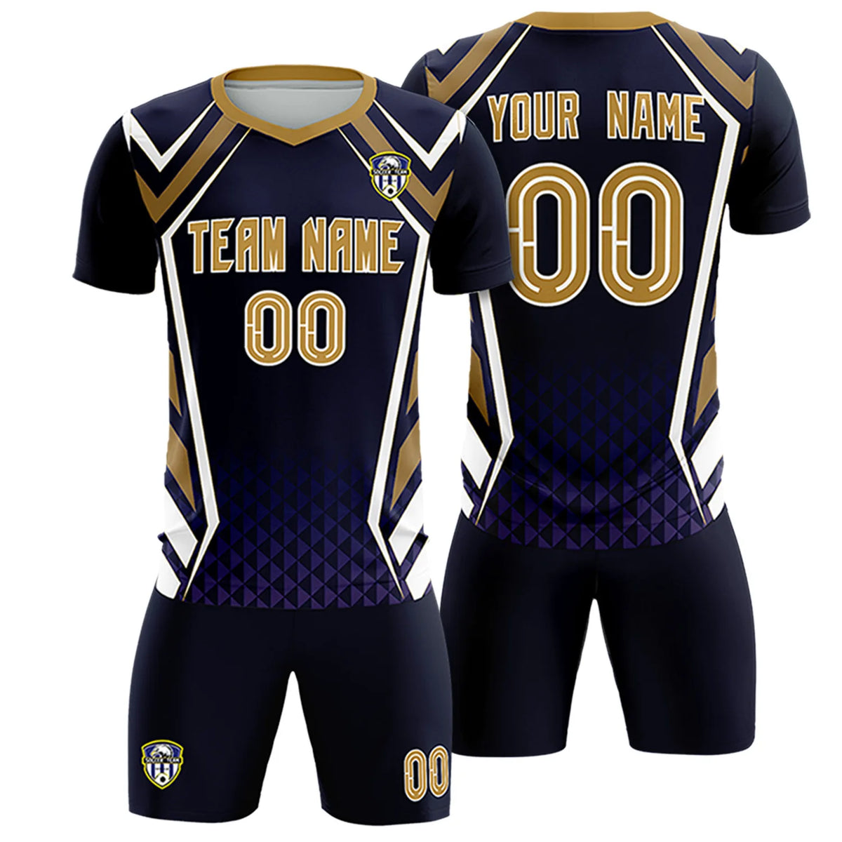 Custom Navy White Geometric Training Uniform Soccer Sets Jersey
