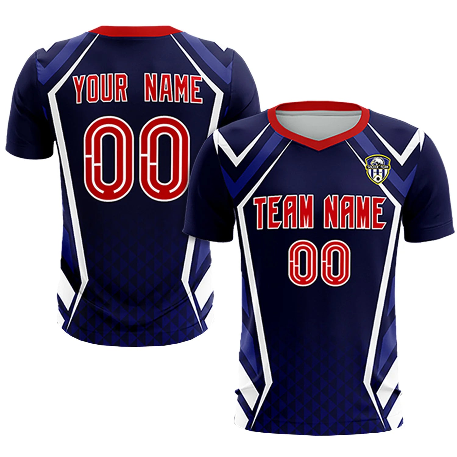 Custom Navy White Geometric Training Uniform Soccer Sets Jersey