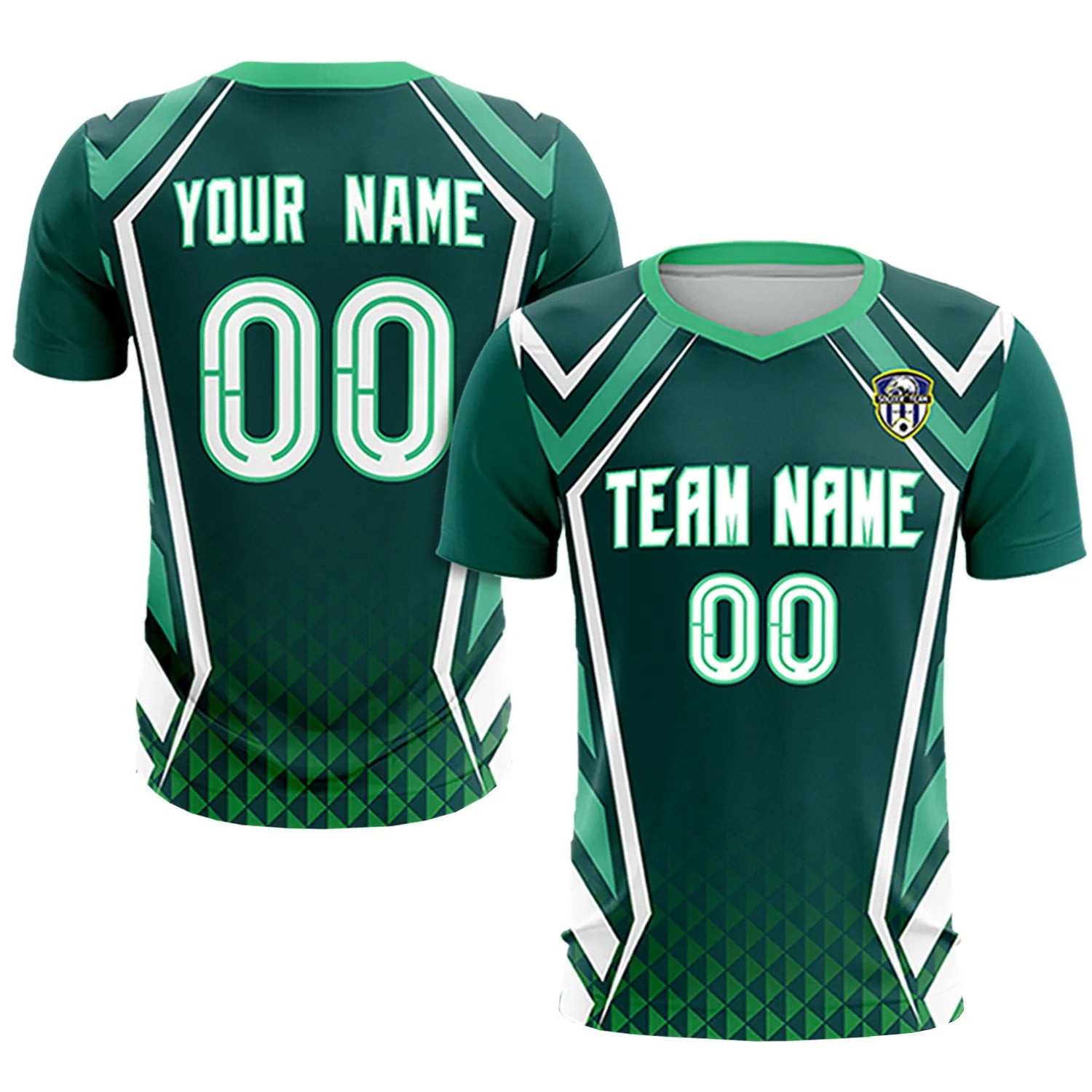 Custom Midnight Green White Geometric Training Uniform Soccer Sets Jersey