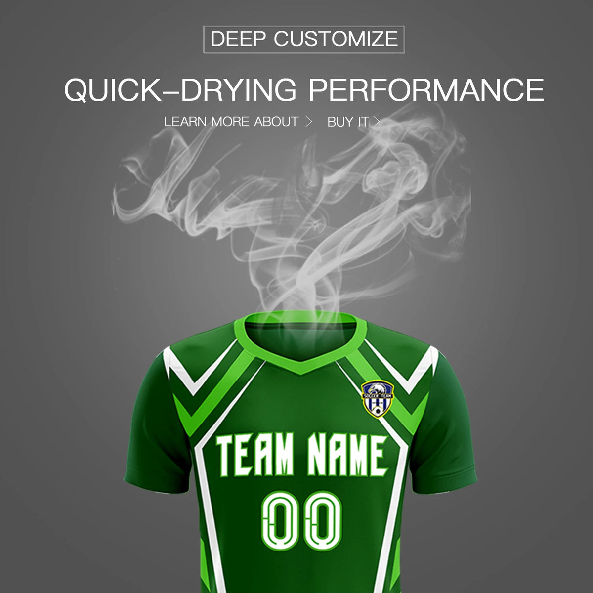 Custom Kelly Green White Geometric Training Uniform Soccer Sets Jersey
