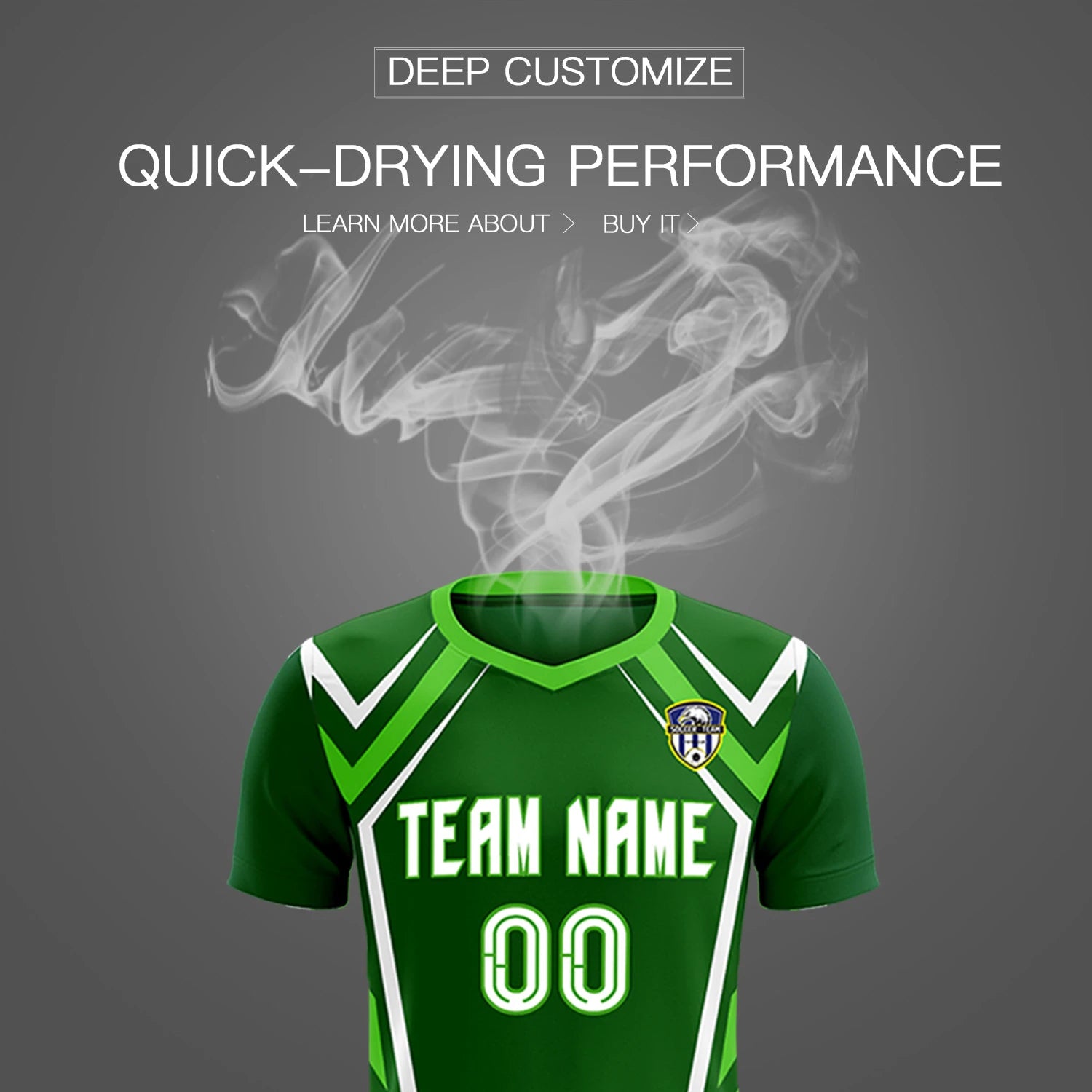 Custom Kelly Green White Geometric Training Uniform Soccer Sets Jersey