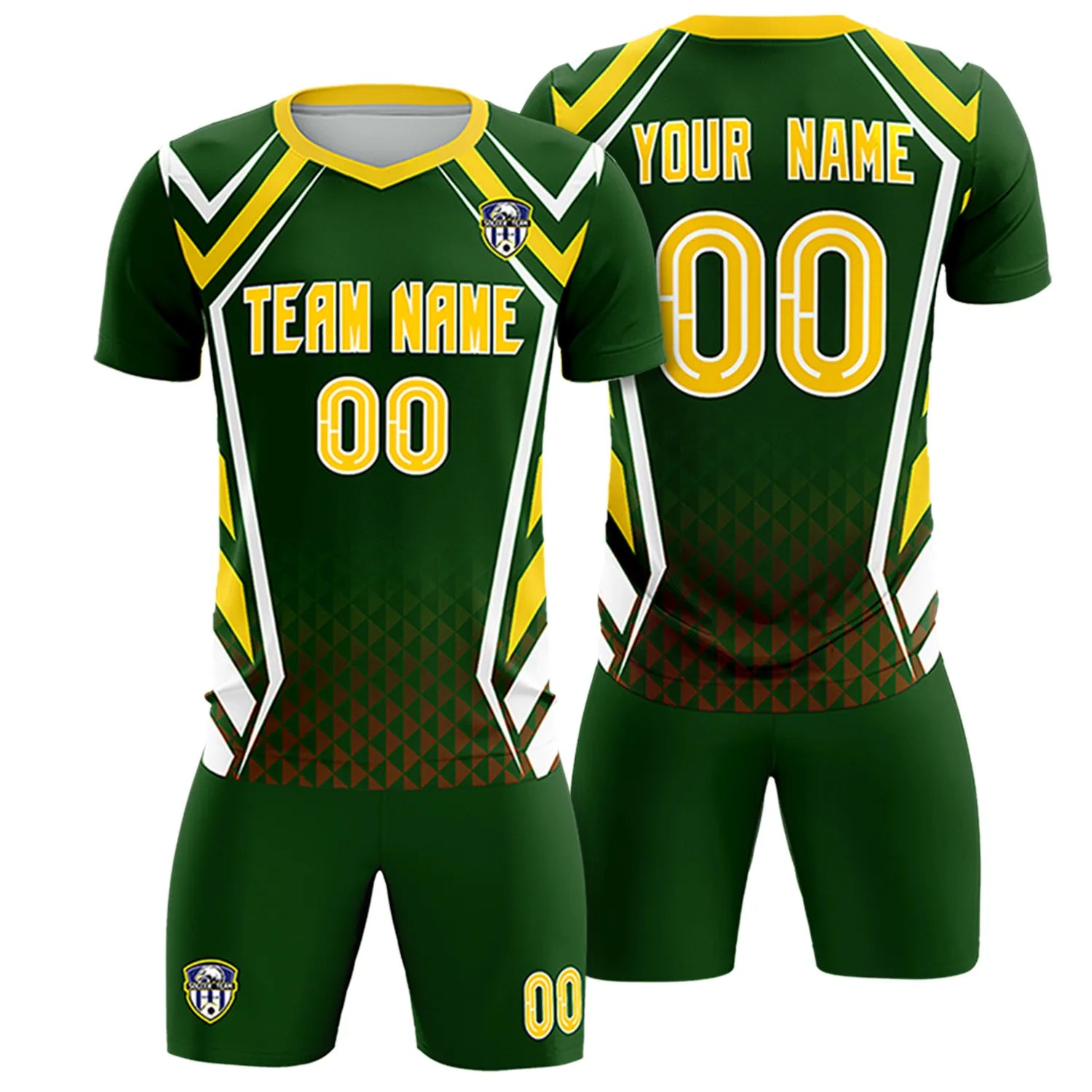 Custom Green White Geometric Training Uniform Soccer Sets Jersey