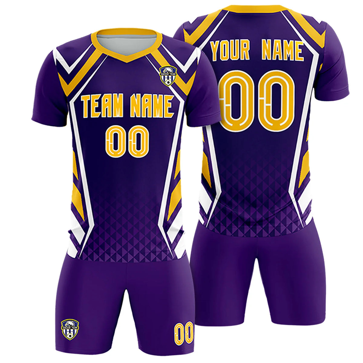Custom Purple White Geometric Training Uniform Soccer Sets Jersey