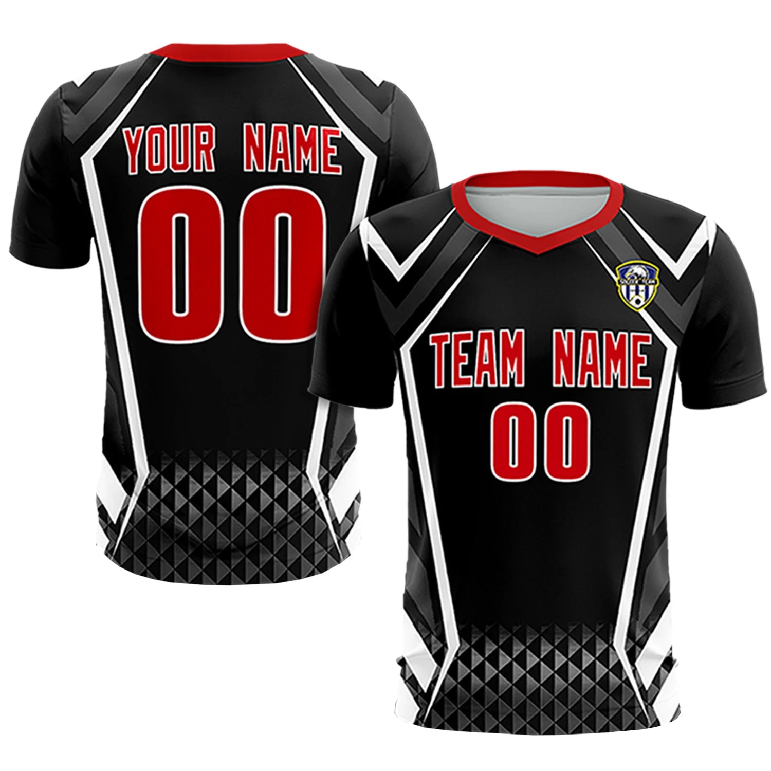 Custom Black White Geometric Training Uniform Soccer Sets Jersey