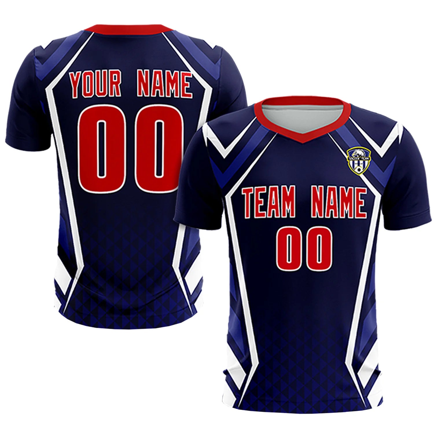 Custom Navy White Geometric Training Uniform Soccer Sets Jersey