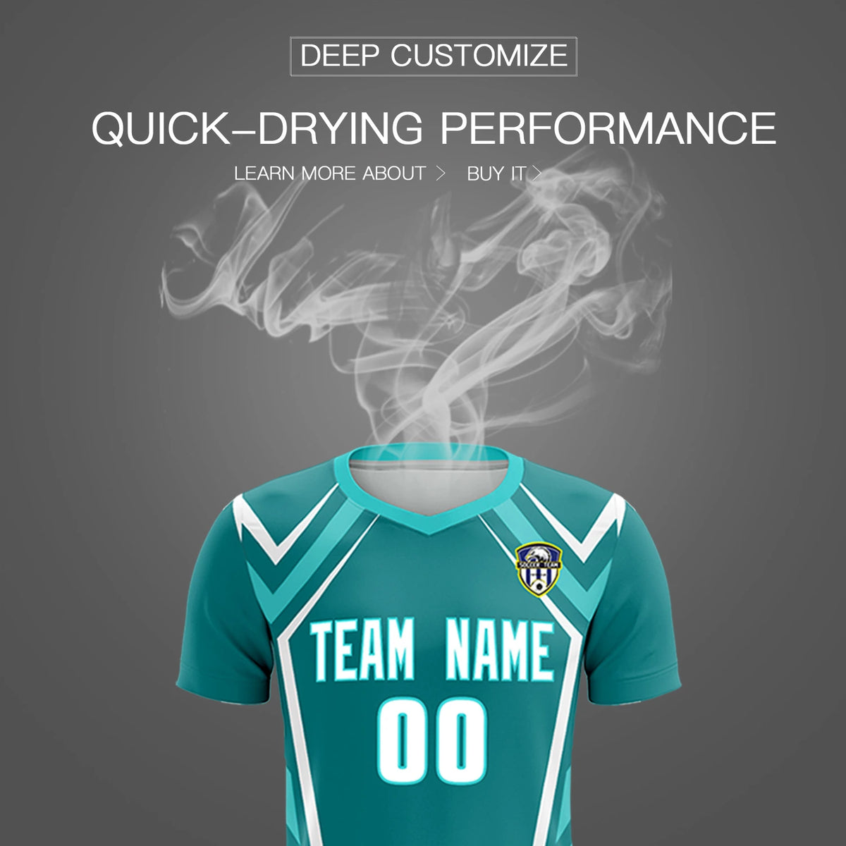 Custom Aqua White Geometric Training Uniform Soccer Sets Jersey