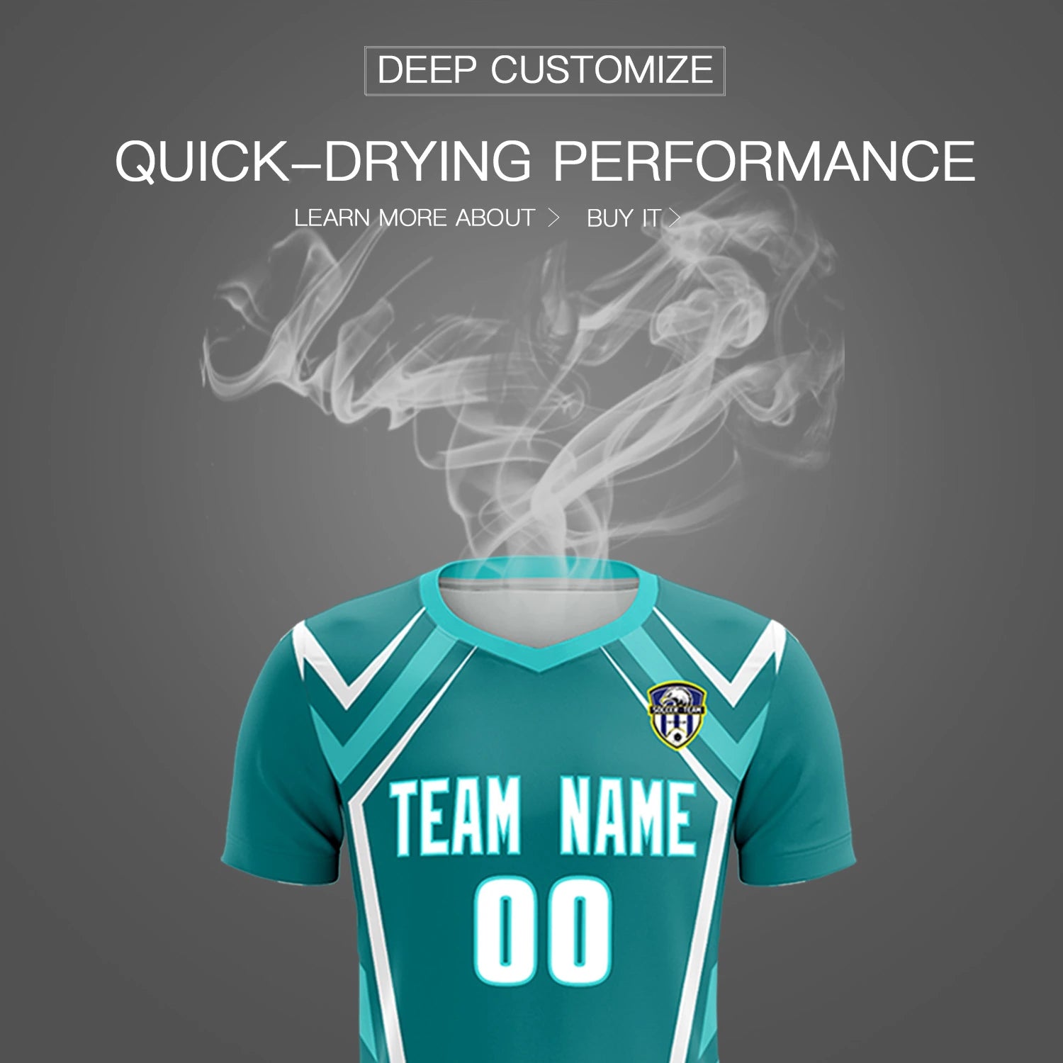 Custom Aqua White Geometric Training Uniform Soccer Sets Jersey