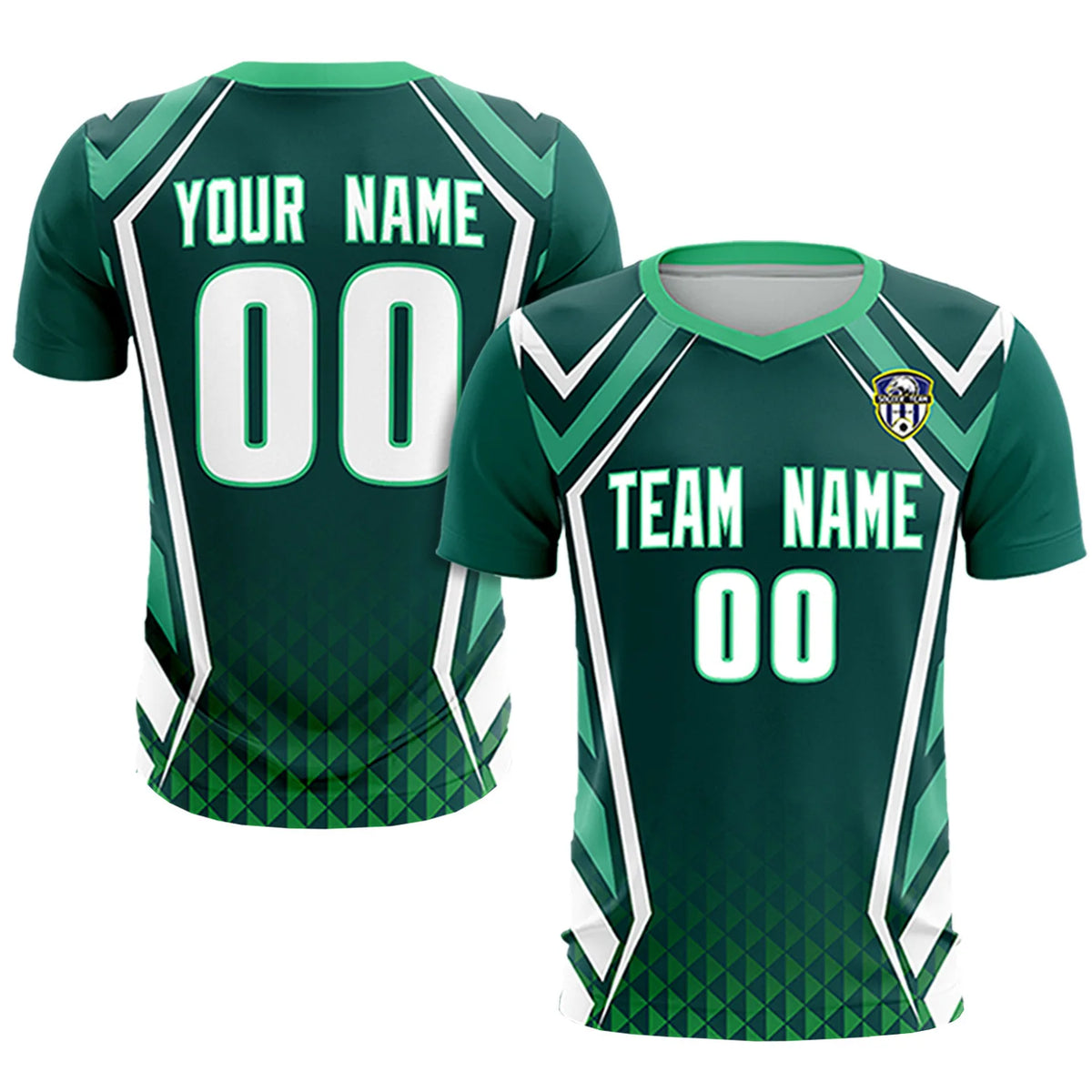 Custom Midnight Green White Geometric Training Uniform Soccer Sets Jersey