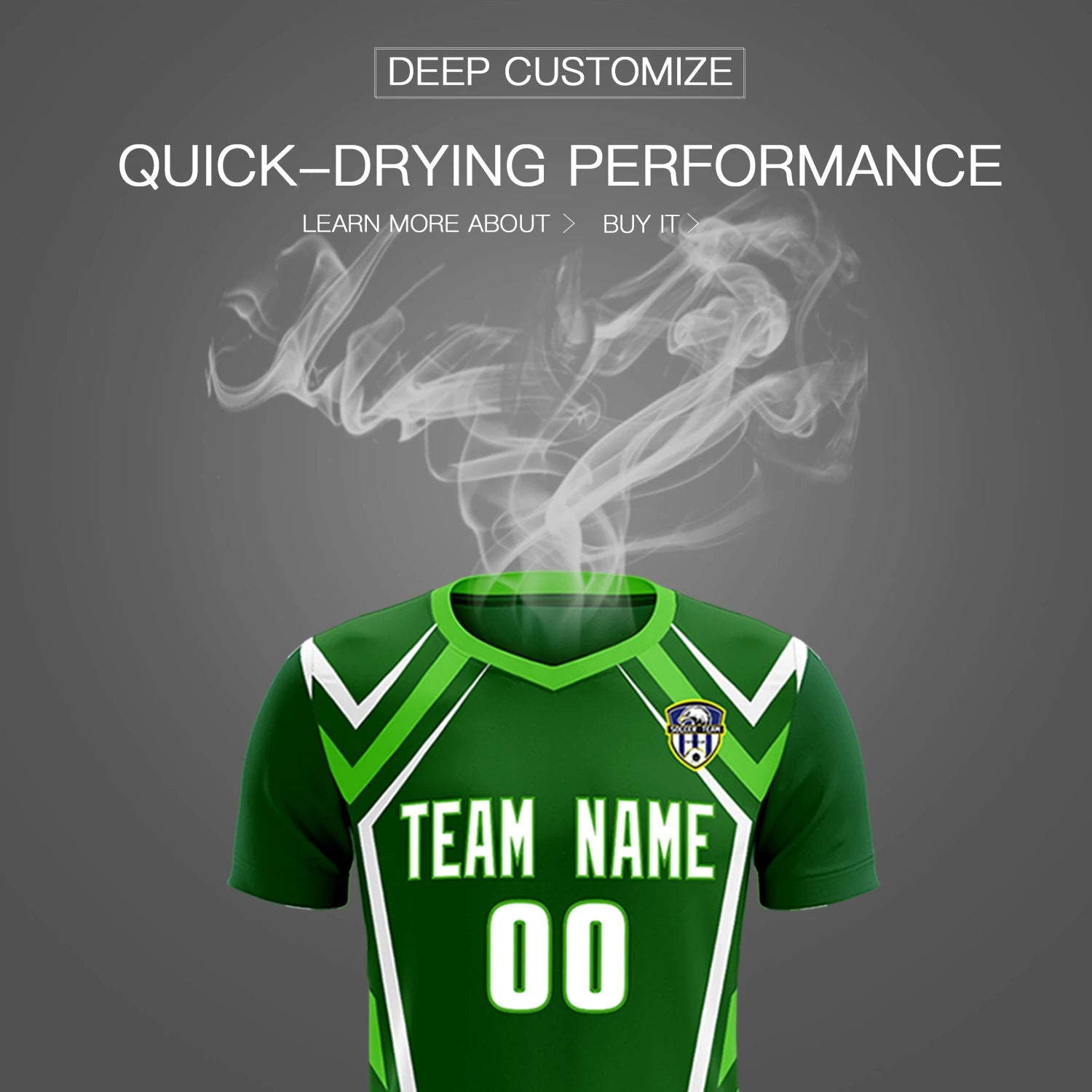Custom Kelly Green White Geometric Training Uniform Soccer Sets Jersey
