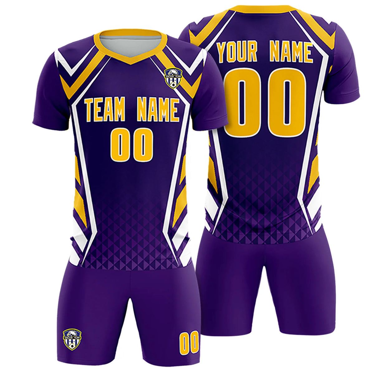 Custom Purple White Geometric Training Uniform Soccer Sets Jersey