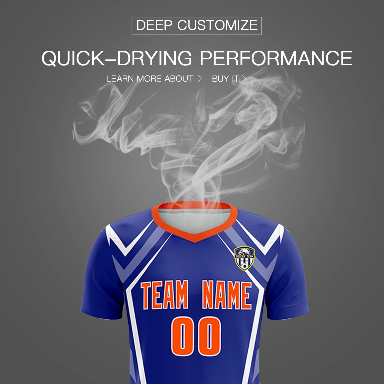 Custom Royal Blue White Geometric Training Uniform Soccer Sets Jersey