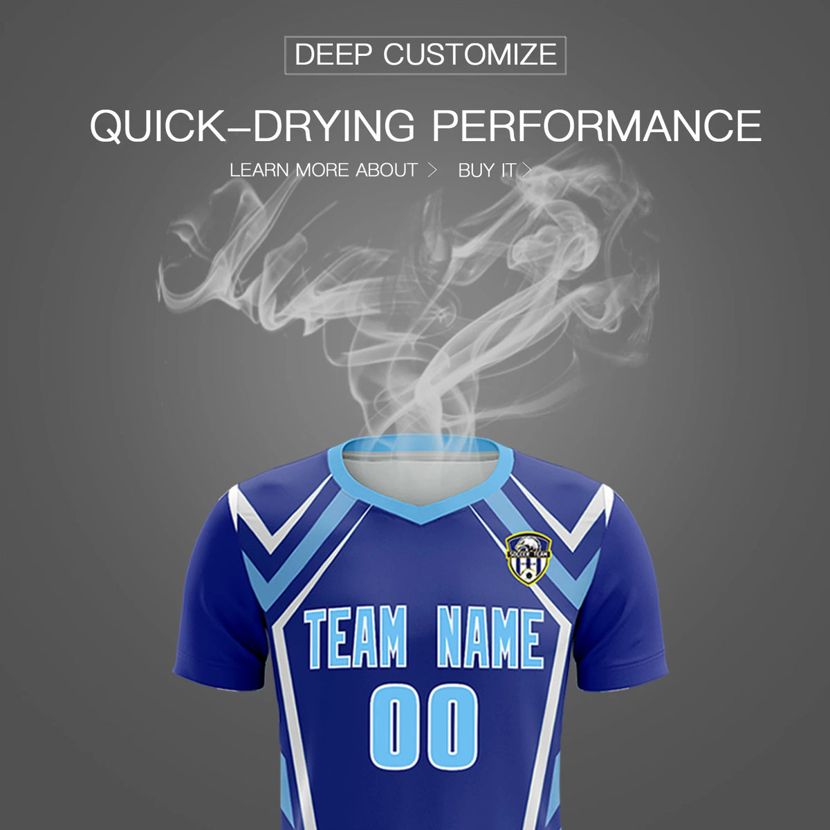 Custom Royal Blue White Geometric Training Uniform Soccer Sets Jersey