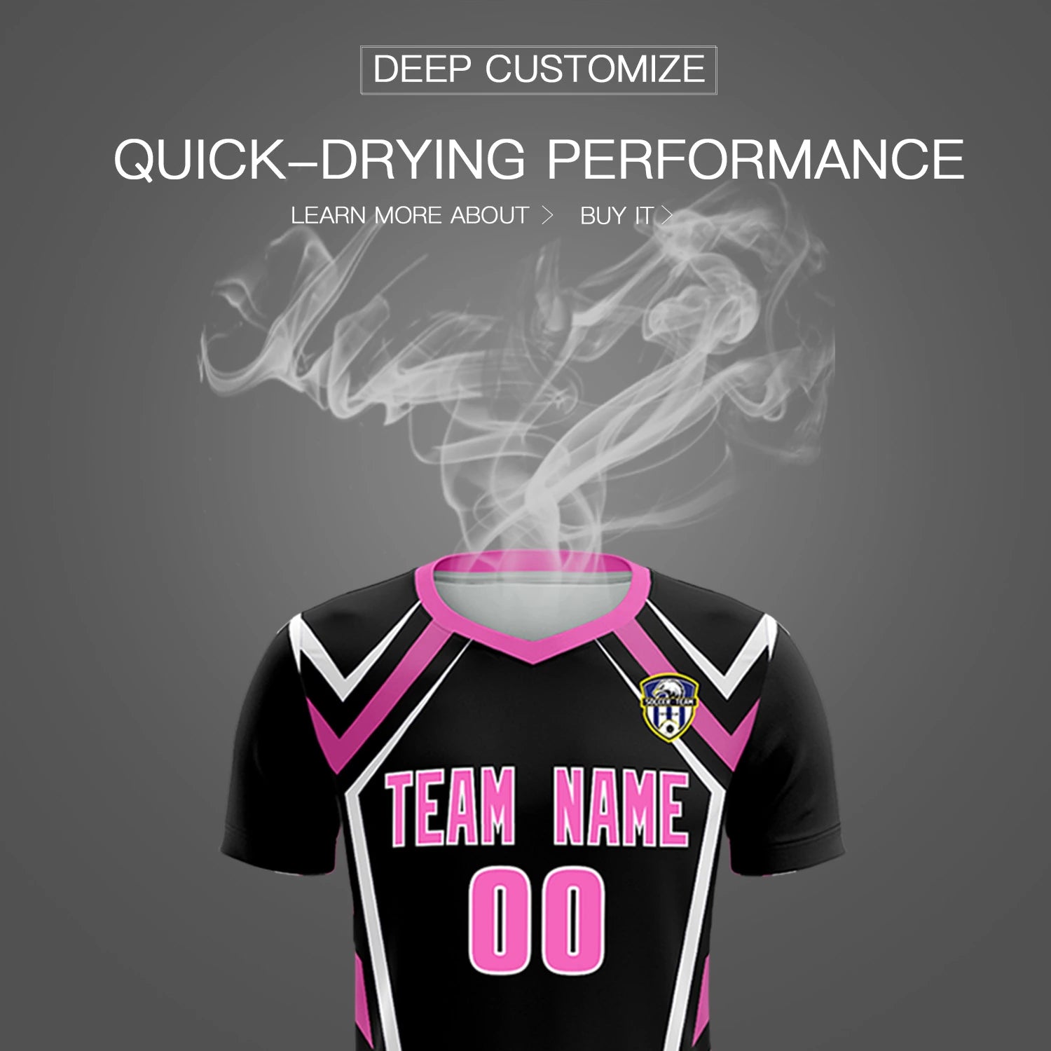 Custom Black Pink Geometric Training Uniform Soccer Sets Jersey