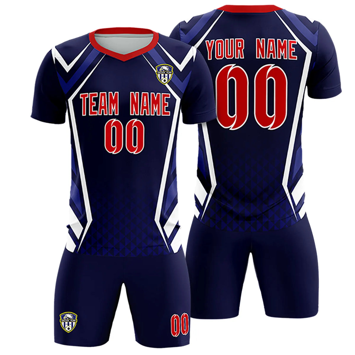 Custom Navy White Geometric Training Uniform Soccer Sets Jersey