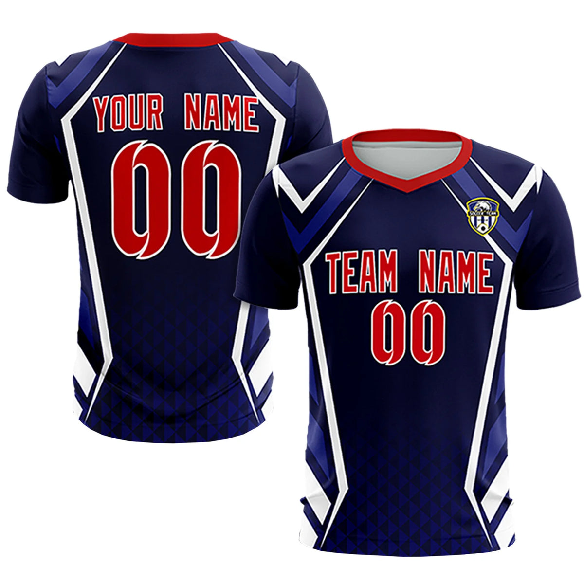 Custom Navy White Geometric Training Uniform Soccer Sets Jersey
