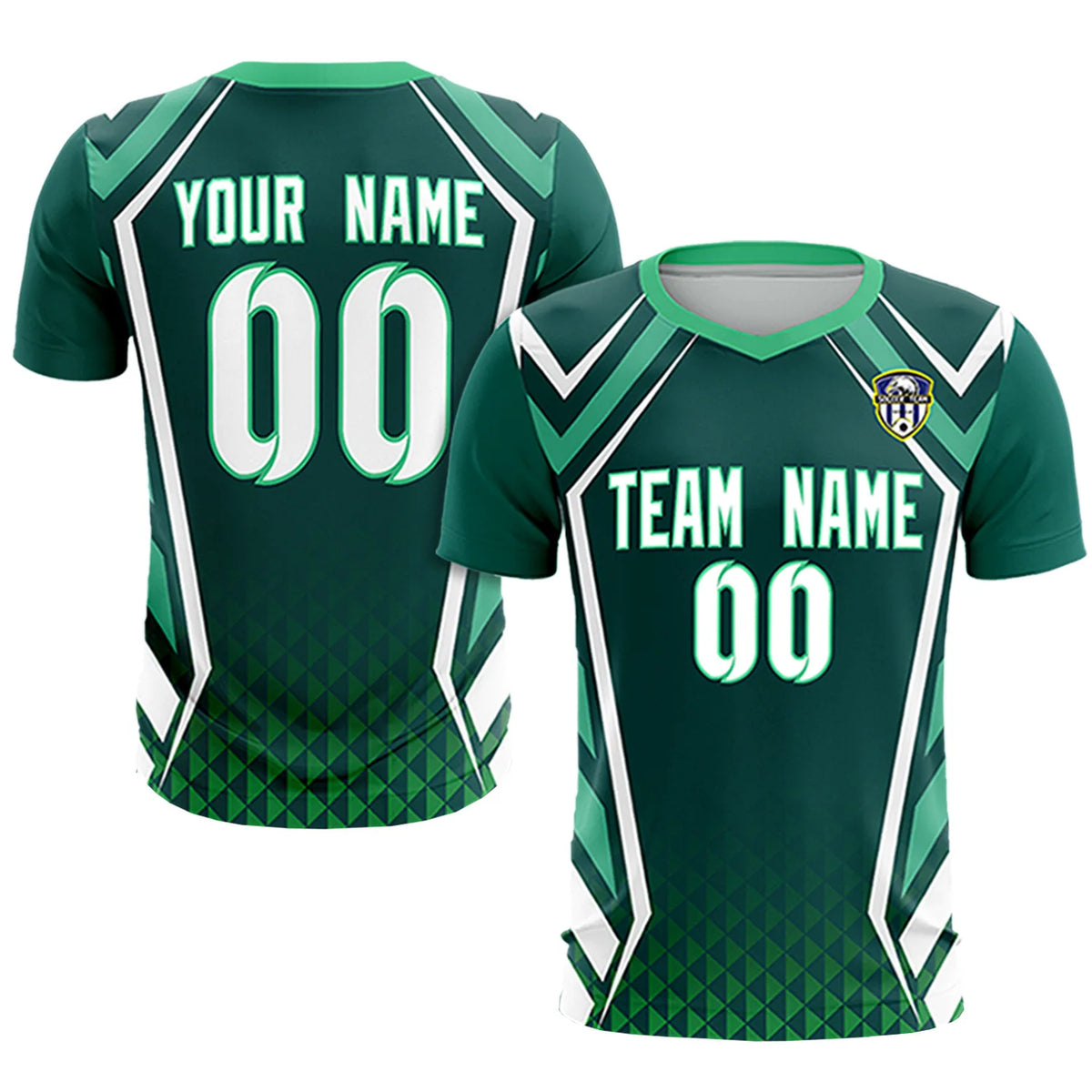 Custom Midnight Green White Geometric Training Uniform Soccer Sets Jersey