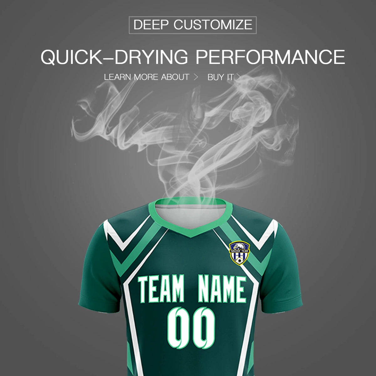 Custom Midnight Green White Geometric Training Uniform Soccer Sets Jersey