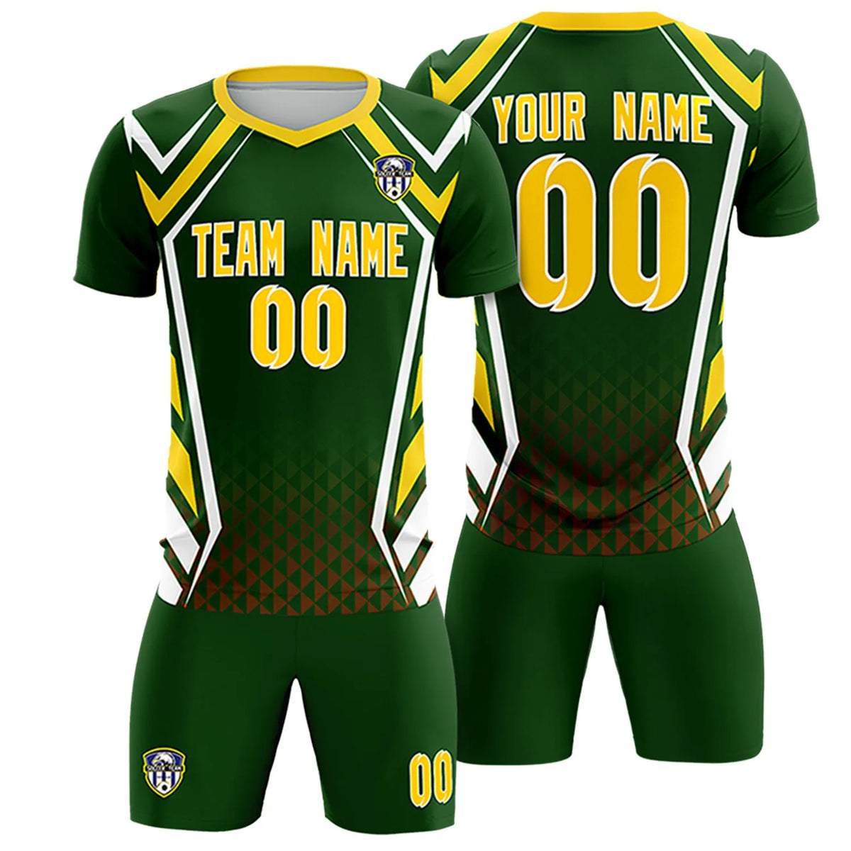 Custom Green White Geometric Training Uniform Soccer Sets Jersey