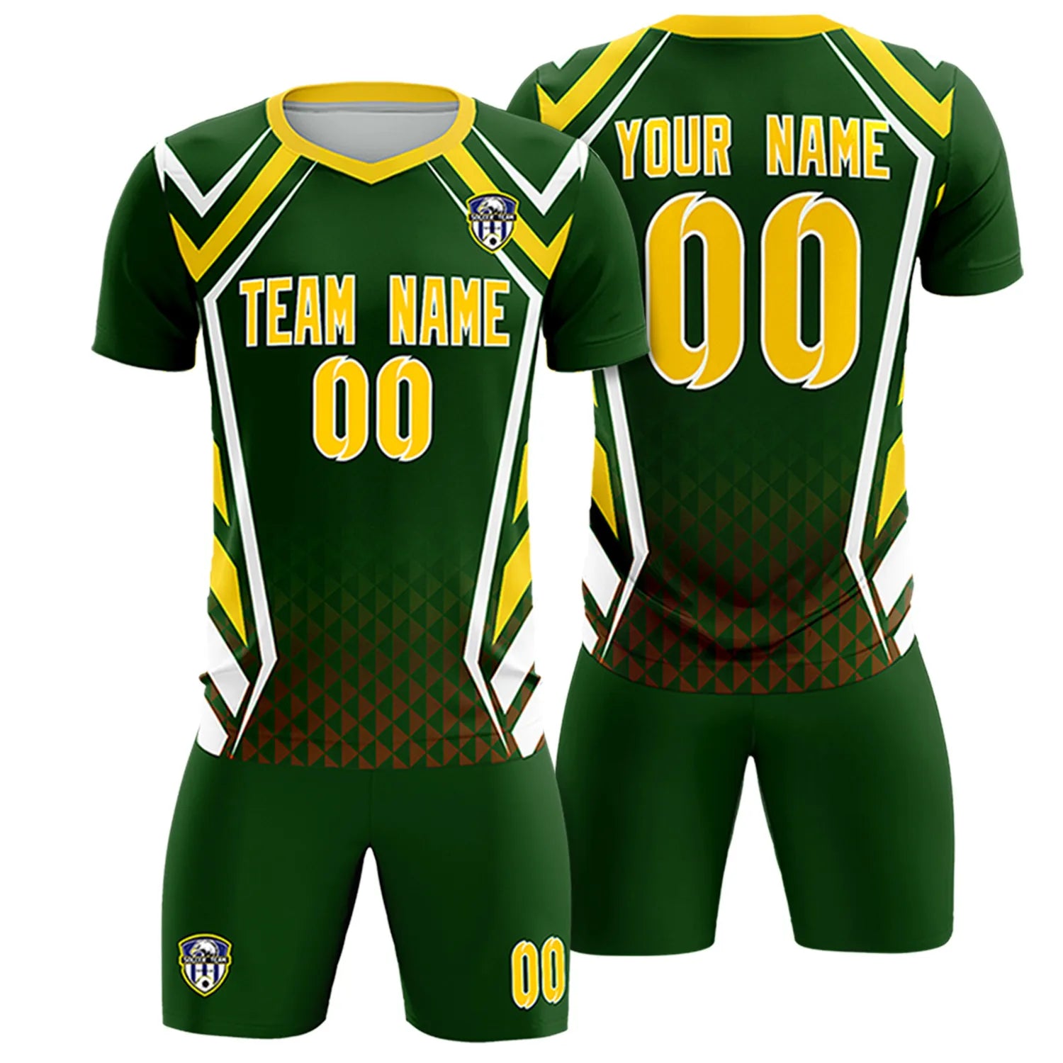 Custom Green White Geometric Training Uniform Soccer Sets Jersey