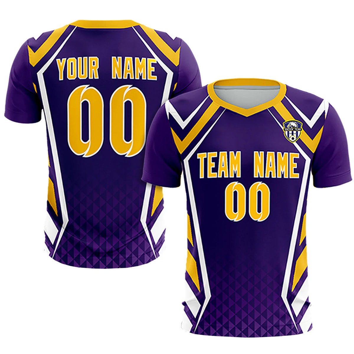 Custom Purple White Geometric Training Uniform Soccer Sets Jersey