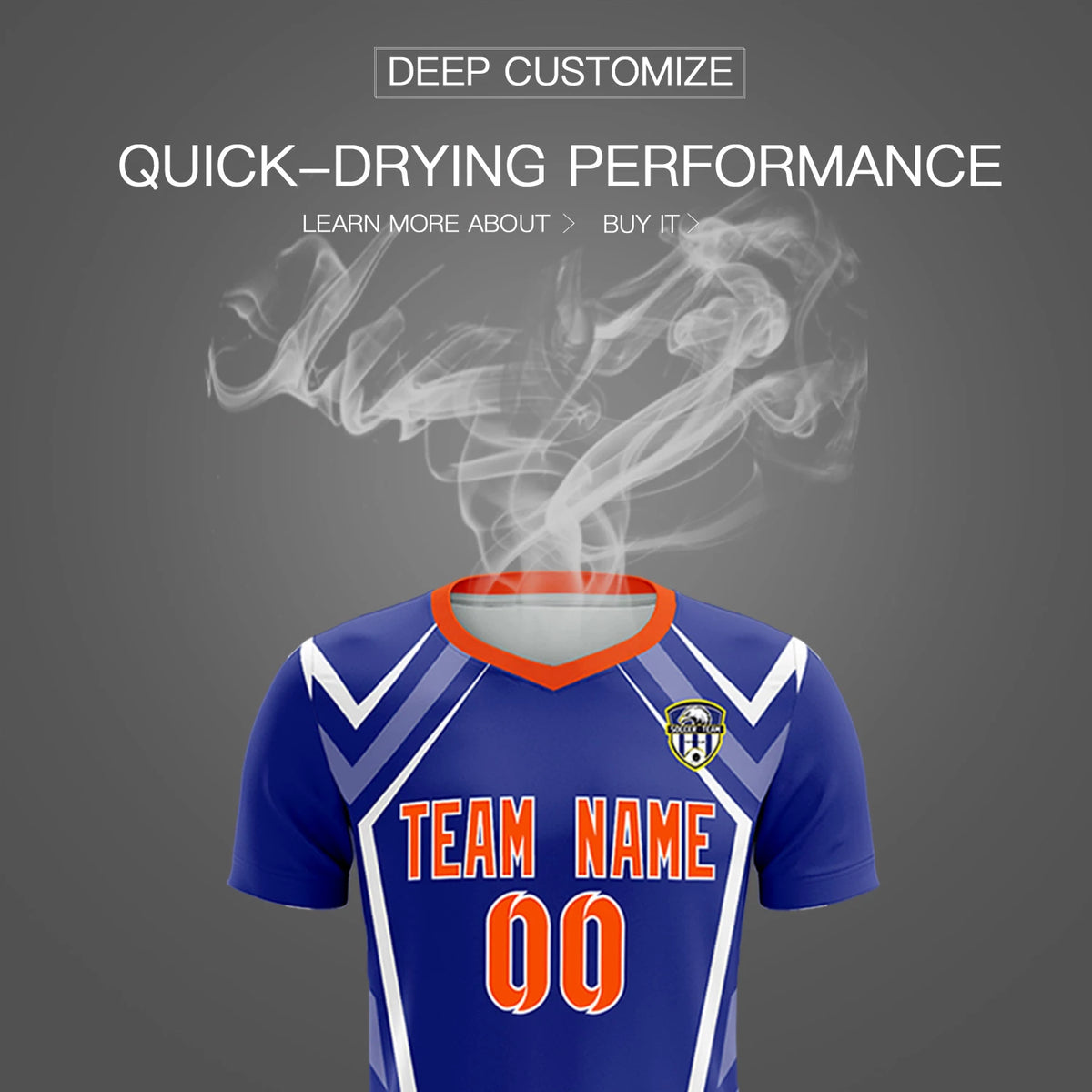 Custom Royal Blue White Geometric Training Uniform Soccer Sets Jersey