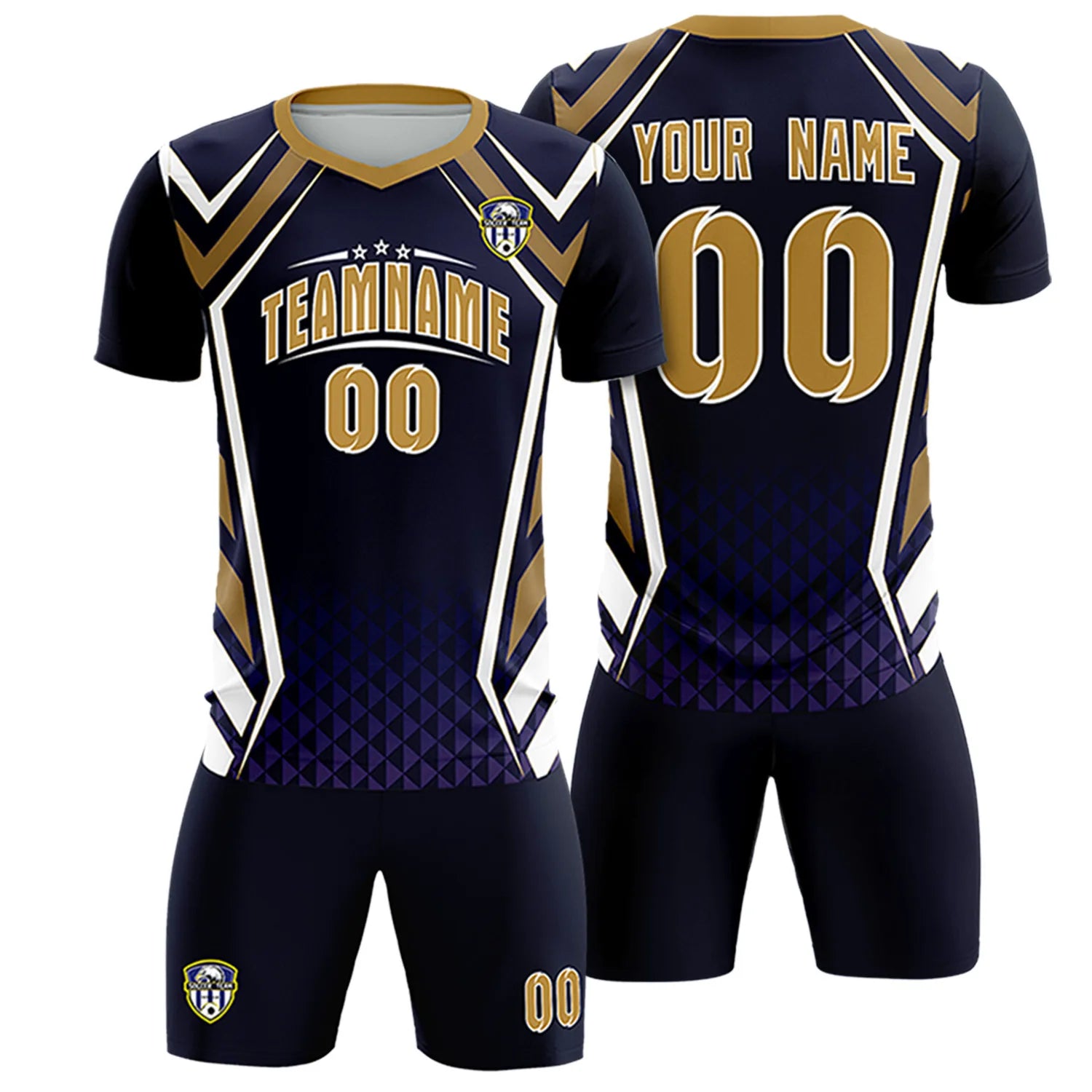 Custom Navy White Geometric Training Uniform Soccer Sets Jersey