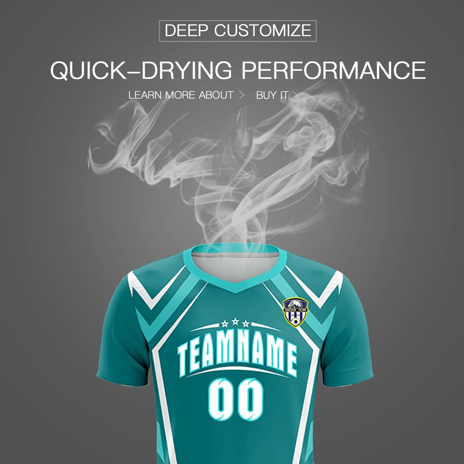 Custom Aqua White Geometric Training Uniform Soccer Sets Jersey