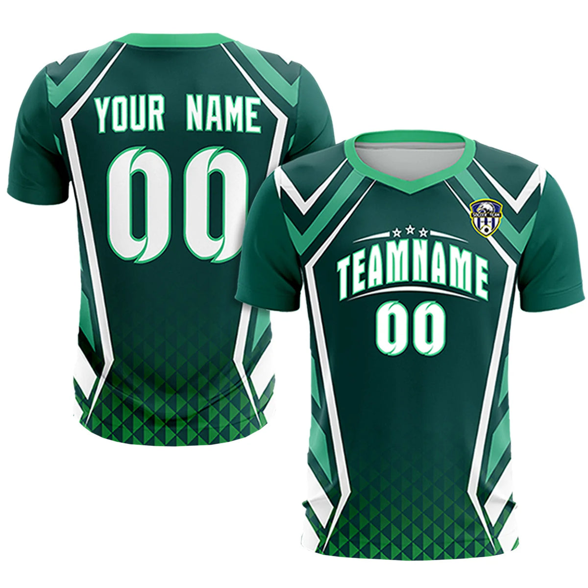 Custom Midnight Green White Geometric Training Uniform Soccer Sets Jersey