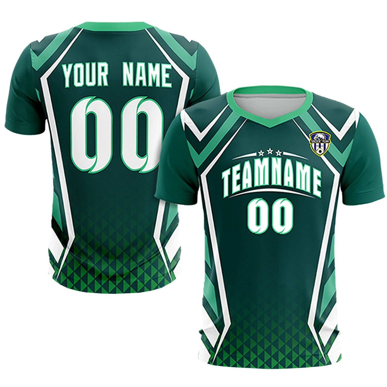 Custom Midnight Green White Geometric Training Uniform Soccer Sets Jersey
